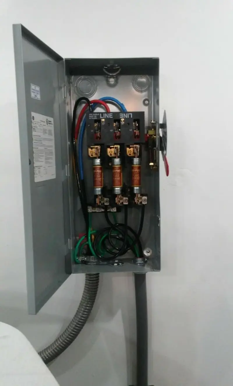 Three-phase disconnect switch installed for Smoke Detector Installation in Wake Forest
